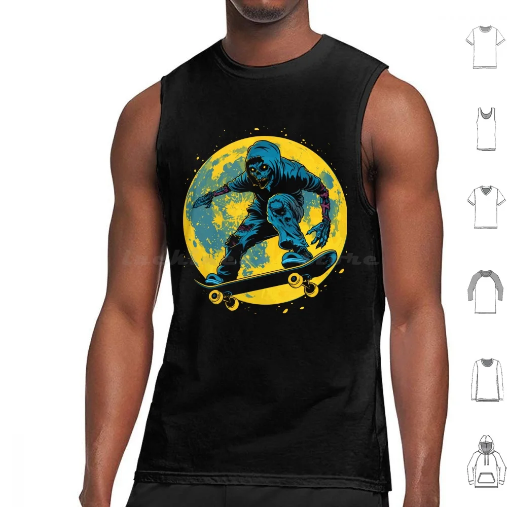 Zombie On A Skateboard Camisetas sin mangas Chaleco sin mangas Zombie Skateboard Skate Cultura Horror Undead Emocionante Edgy