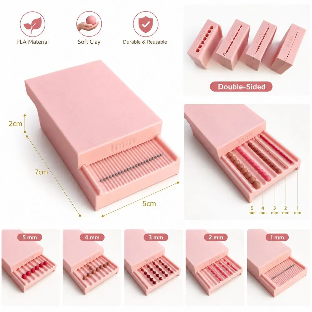 PLA Clay Ball Making Tool Two-Sided Structure Uniform Ball Forming Clay Rolling Mold Rapid Molding Strip Rolling