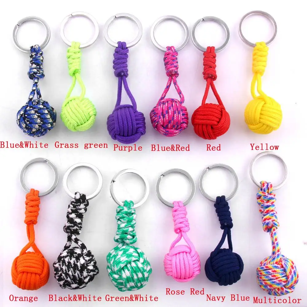 Woven Rope Keychains Bag Pendant Key Chain Holder Outdoor Survival Parachute Rope Cord Ball Pendant Car Keyring For Men Women