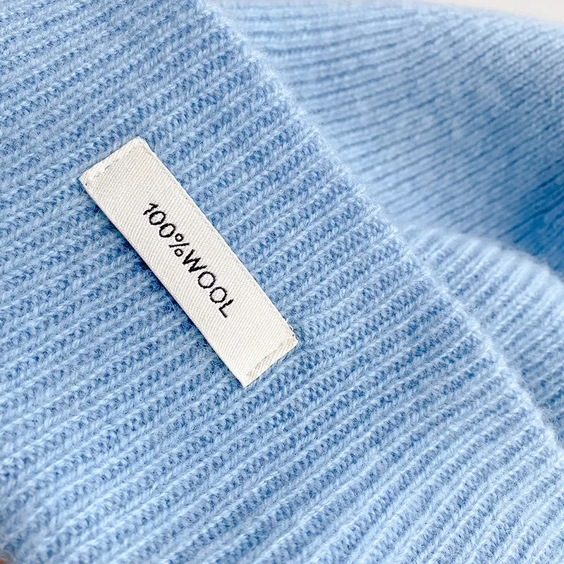 Вязаная шапка из 100% чистой шерсти, женская 2024, новая модная тенденция, осенне-зимняя холодная шапка с большой окружностью головы, сумка, шапка на голову