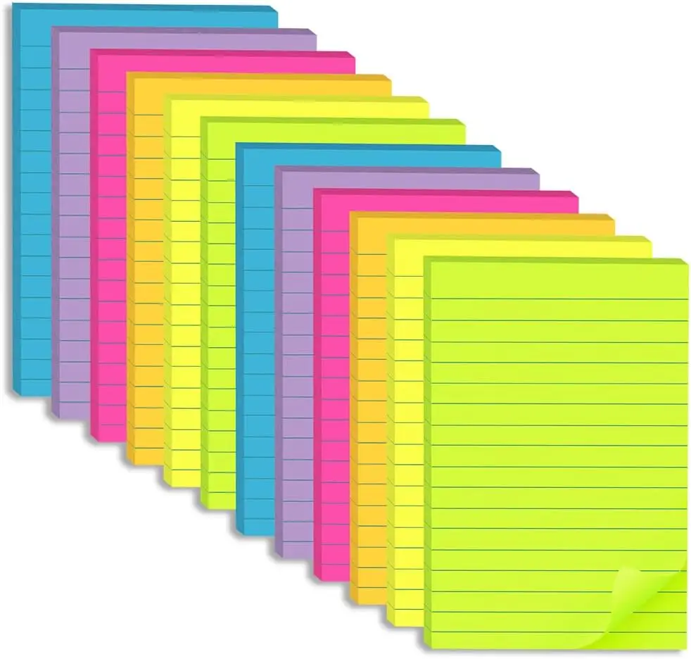 

Набор из 12 листов самоклеящихся блокнотов 4x6 дюймов, с сильным клеем для окон и дверей, яркие цвета, пригодные для переработки