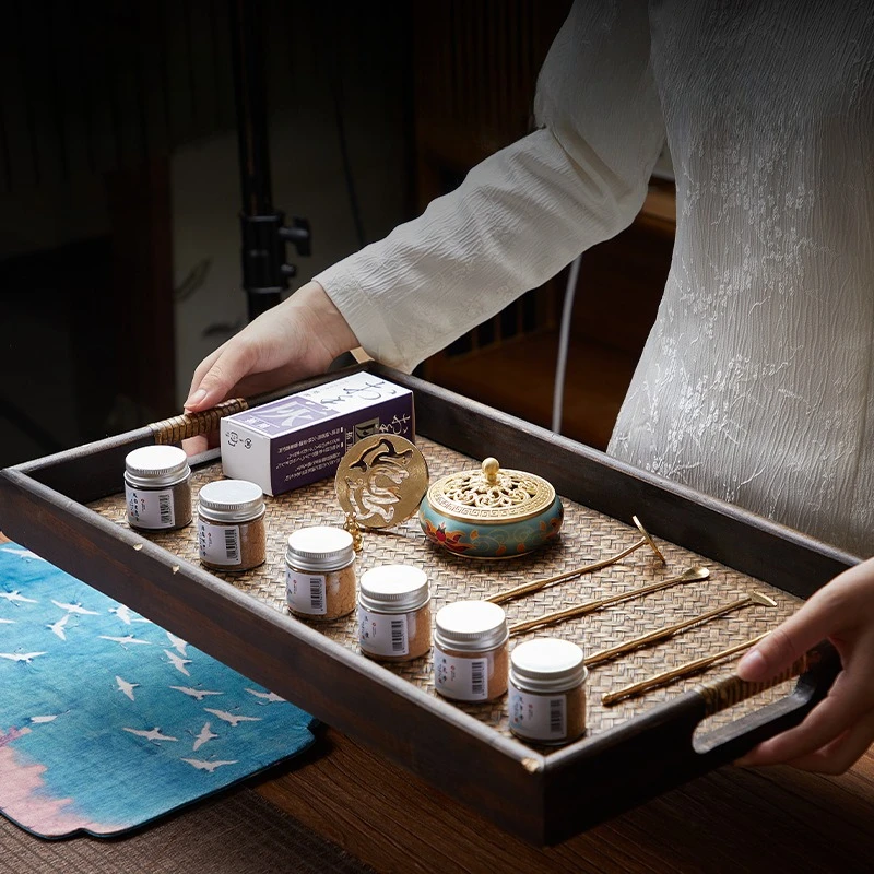 14Pcs Incense Making Kit Gift Set Sandalwood Agarwood Zen Burner Brass Incense Seal Tools with 6 Kinds Fragrance Powder Holder