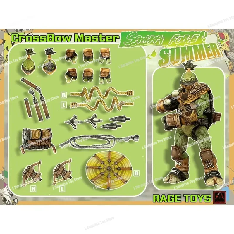 Rage Toys Samurai Force Turtles Action Figures Summer Wave 3 Crossbom Master Ravetoys Tmnt Anime Action Figure Figuras Gifts Toy