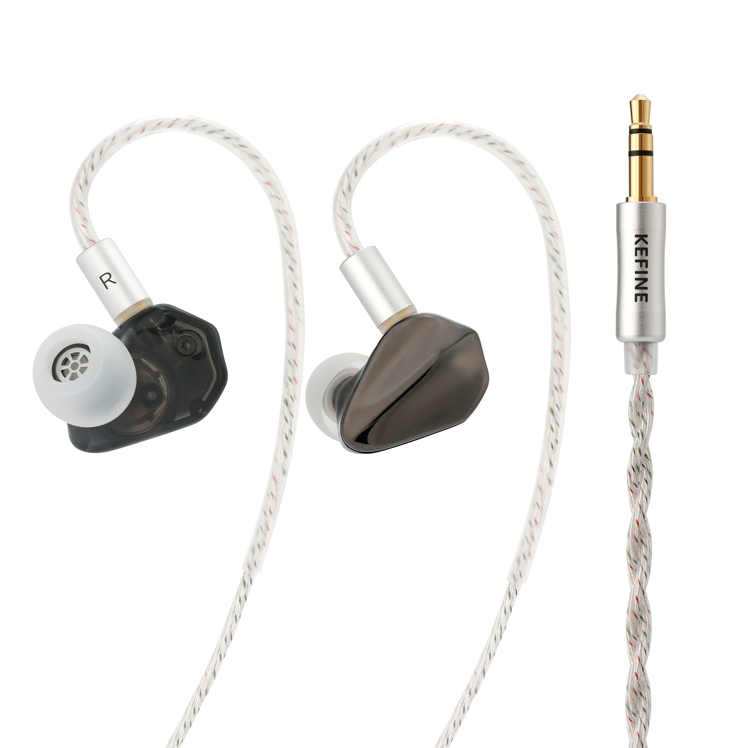 KEFINE Loric PU + titanium composiet membraan in-ear monitor oortelefoon transparante behuizing met frontplaat van zinklegering