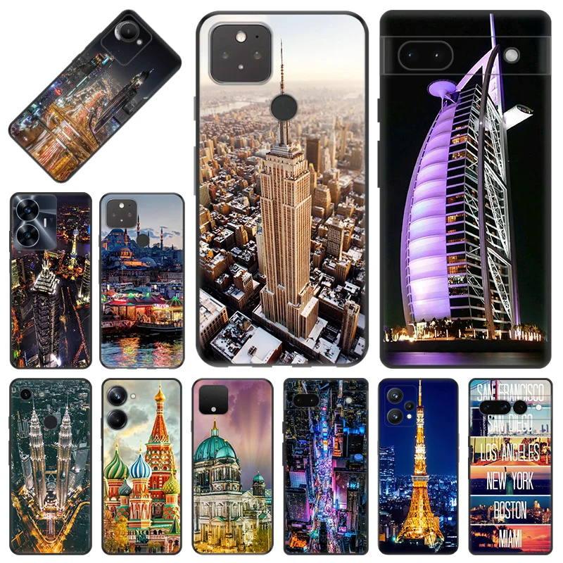 Phone Case for Pixel 8 Pro 8a 7a 6a 7 6 Motorola G200 Edge40 30 20 One Fusion Night Turkey Dubai City Soft Black Anti-Drop Cover