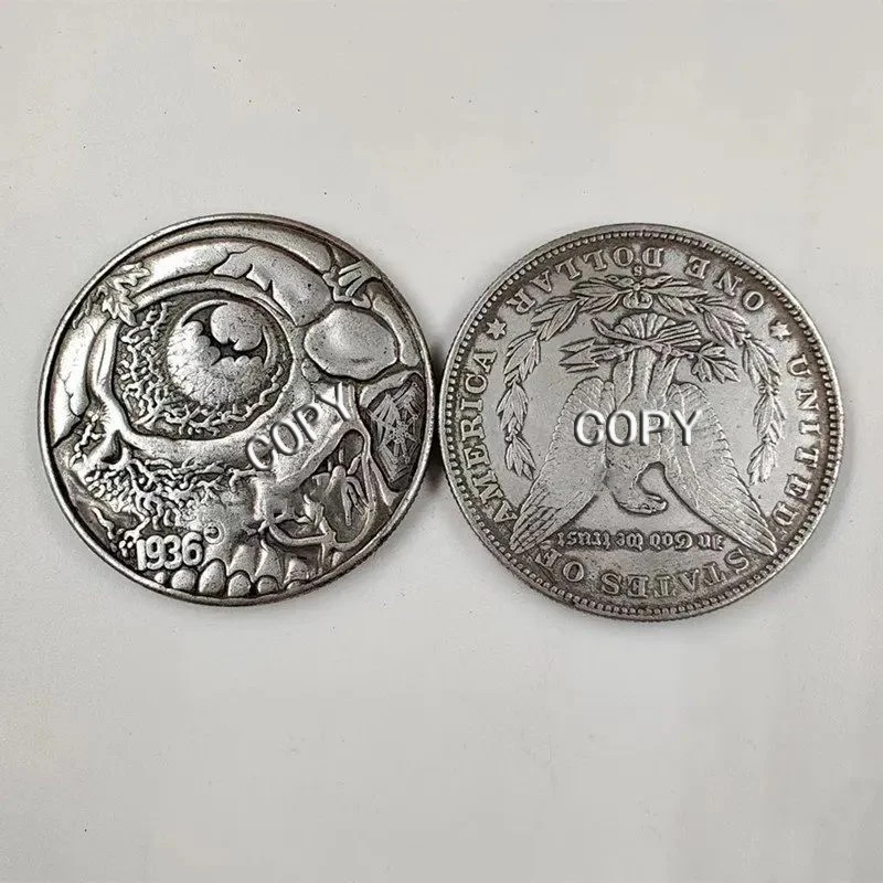 

TYPE#8 1936 Silver Plated Commemorative CoinsTerror Cobweb Cthulhu Coins \& Coupons Stray Morgan Dollar Copy