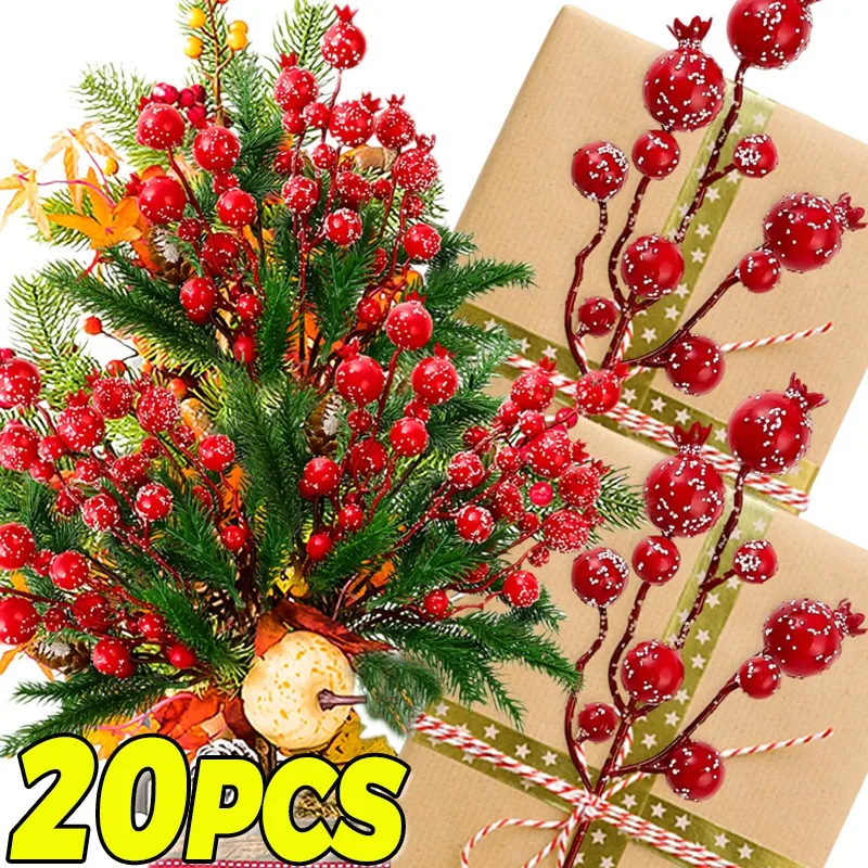 

Artificial Red Berry Stem Foam Realistic Christmas Berries Fake Flower DIY Xmas Wedding Party Dinner Table Decoration Berry Stem