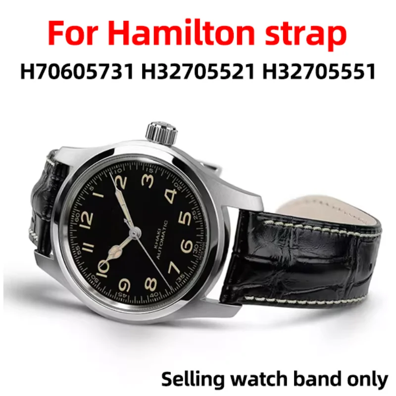 

Ремешок для часов Hamilton из натуральной кожи, цвет хаки, H70605731, H70405710, H32705521, браслет из воловьей кожи, ремешок с текстурой под крокодиловую кожу, 20-22 мм.