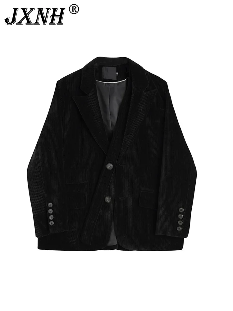 

Утепленный хлопковый черный вельветовый костюм-куртка для женщин с дизайном в нише, Осень-зима 2024 года, взрывоопасная уличная одежда