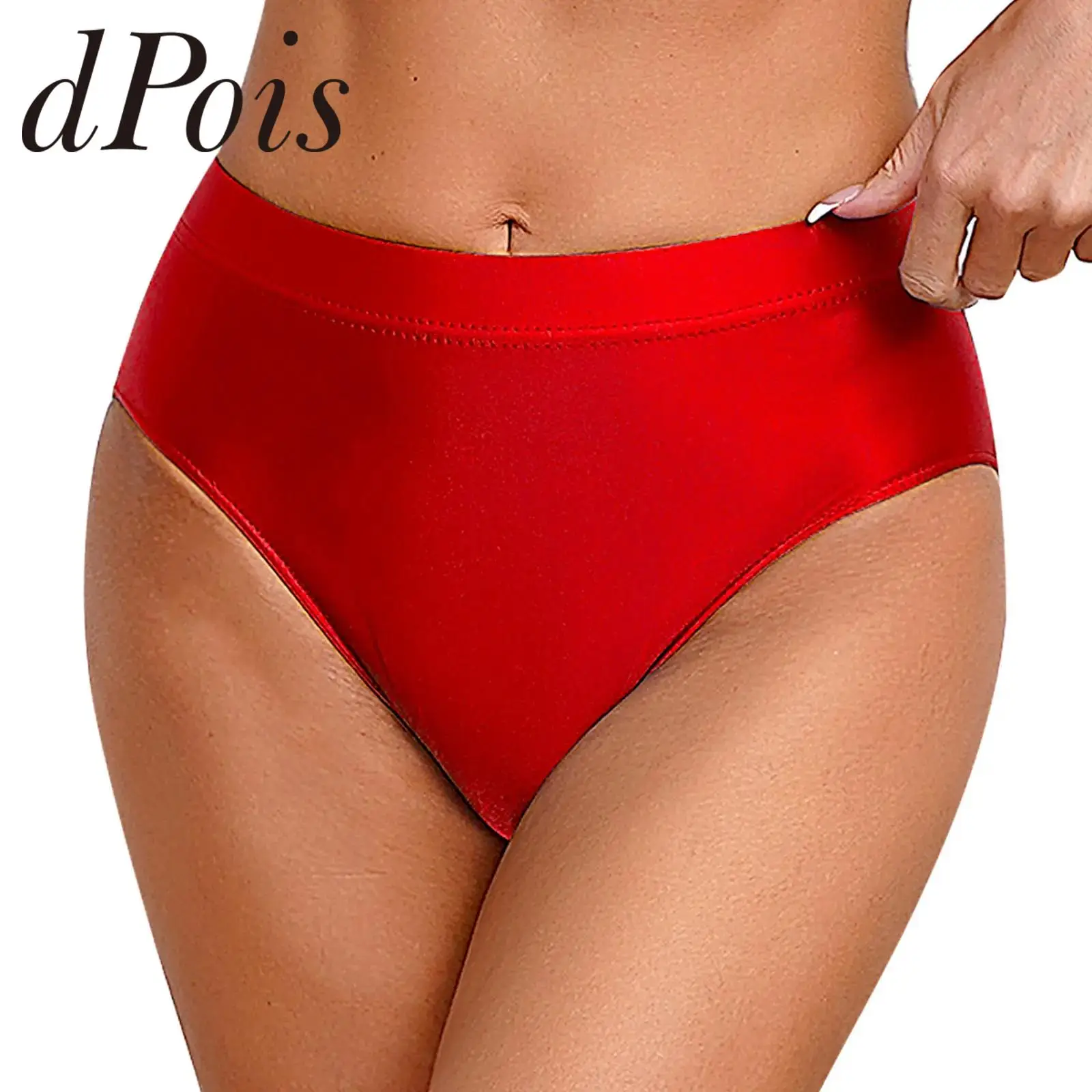 

Women's Glossy Swimwear Smooth Briefs Elastic Waistband Panties for Woman Bathing Swimming Solid Color Underpants Underwear