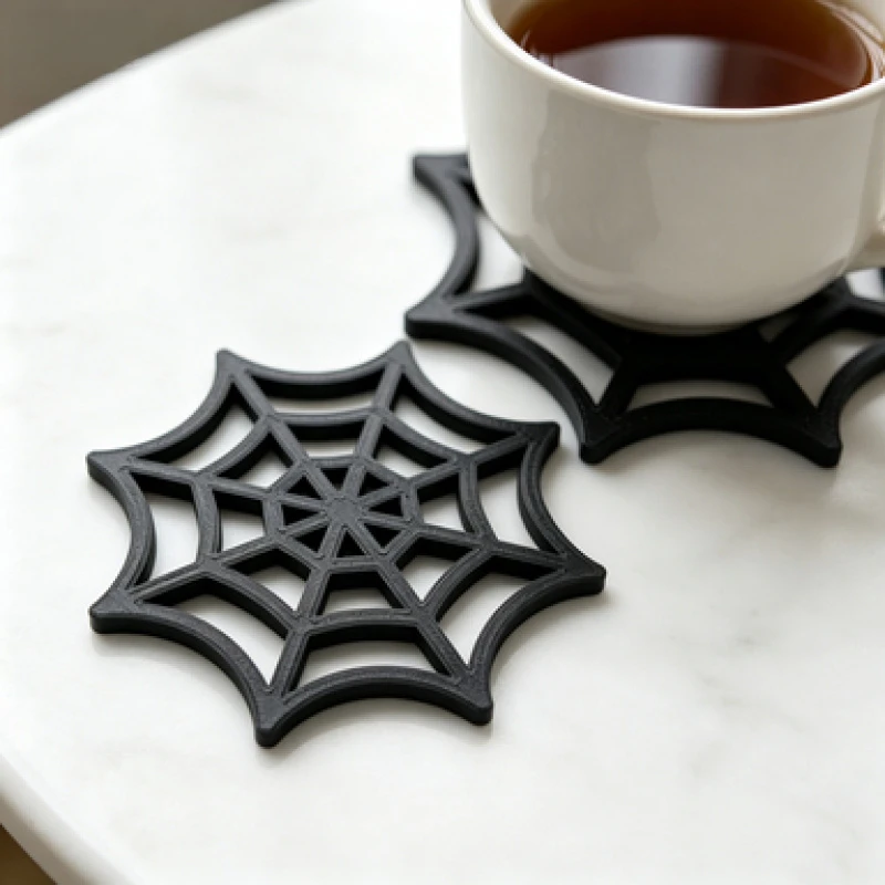2pcs Spider Web Coaster 3D Printed Hollow Out Cup Mat Gothic Drink Coaster Tabletop Home Halloween TableDecor Drink Coaster Gift
