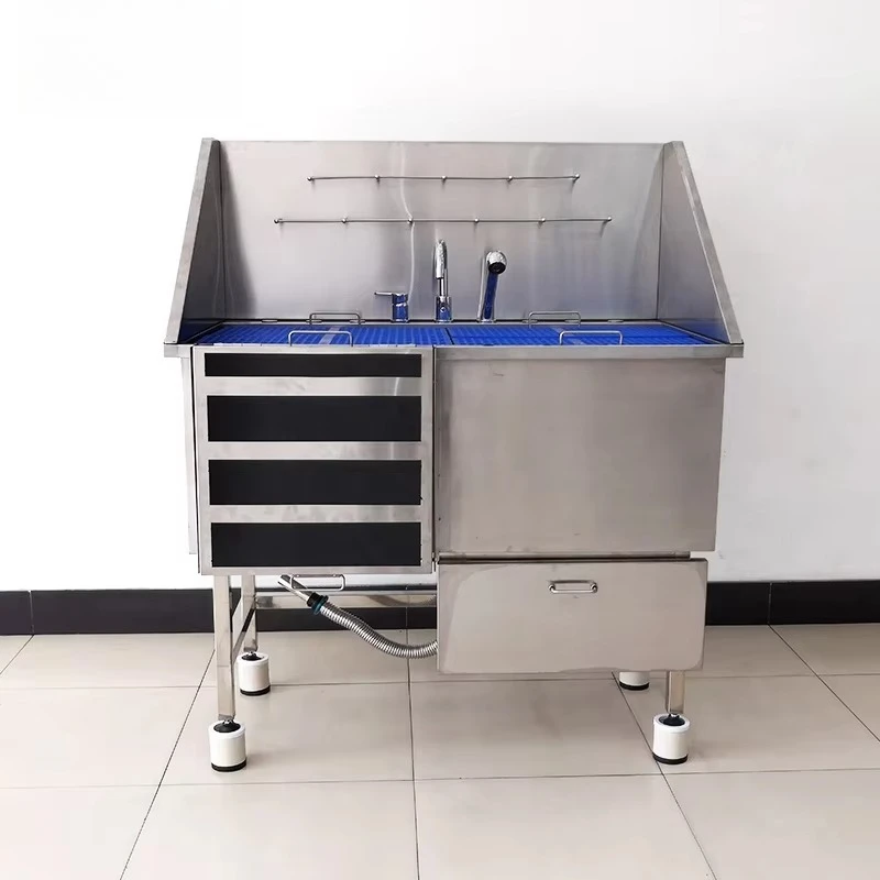 PET Professional Dog Bath Station 50-inch grooming tub, non-slip retractable ramp, large canine stainless steel bathroom