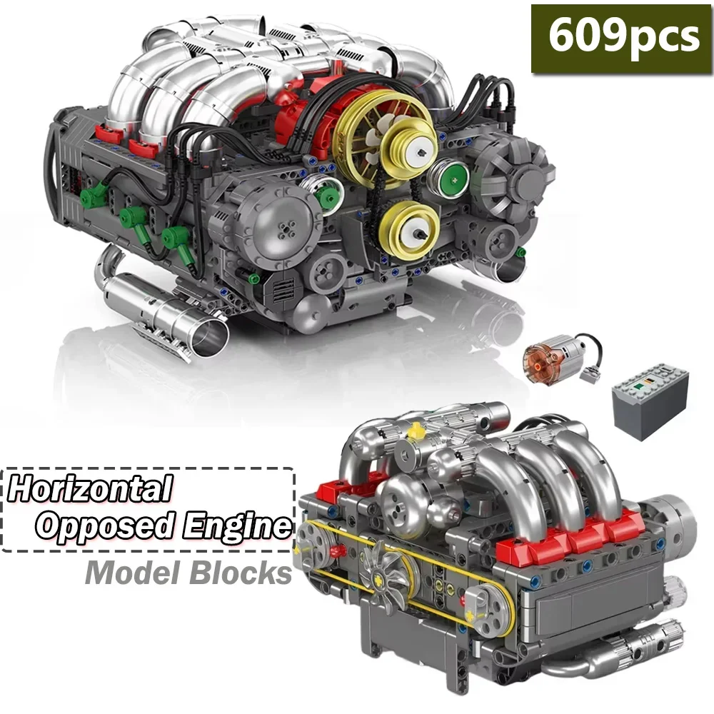 

609PCS Horizontal Opposed Engine Model Technical Building Blocks Set 10193 MOC Kids Gift Ornaments Bricks Creative Assembled Toy