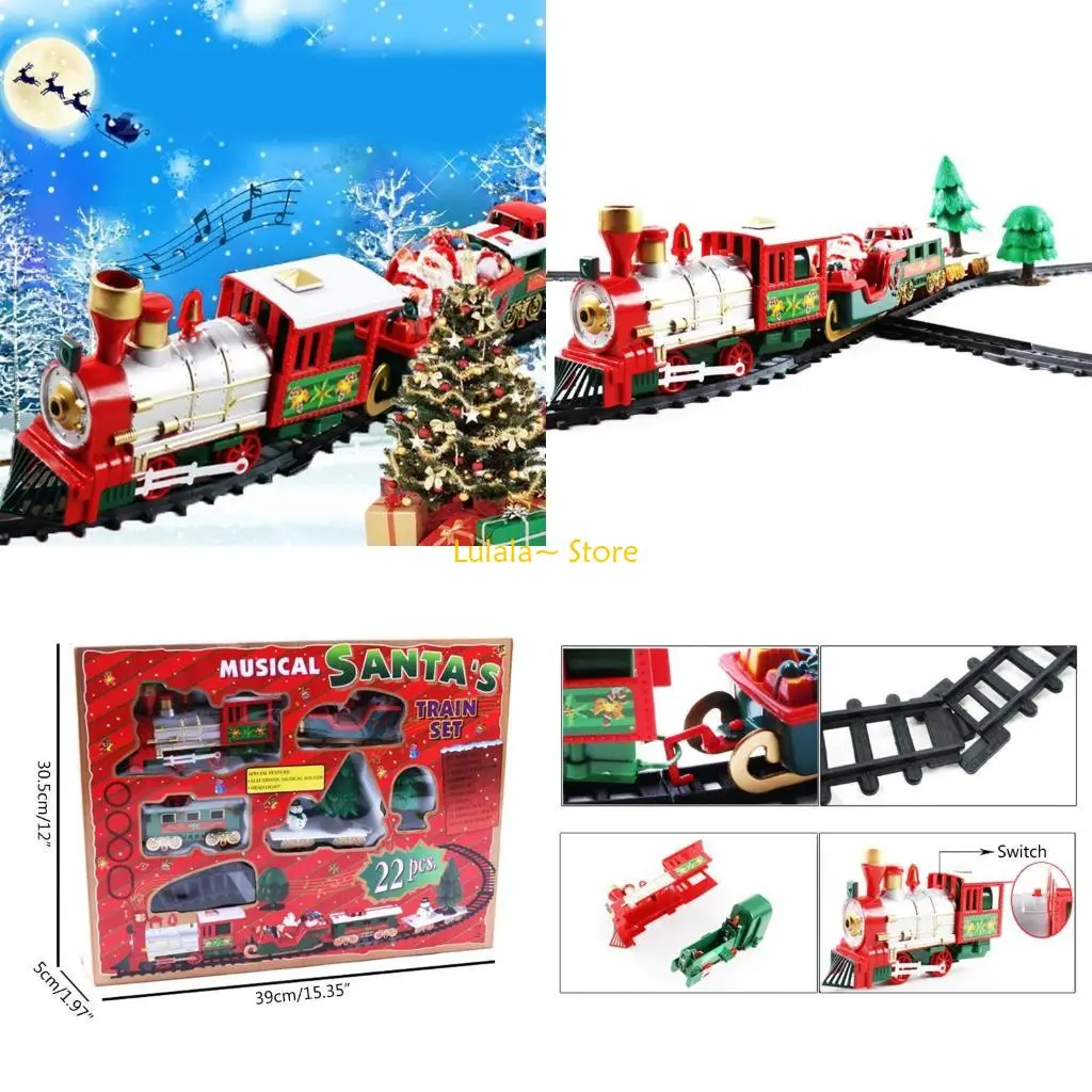 

Y4QA, 22 шт., винтажный рождественский набор паровозов, длина гусеницы 412 см, 2 батарейки типа АА, работают