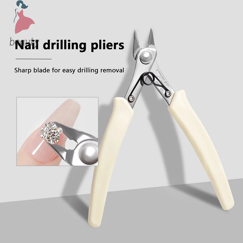 Manicure Nail Pliers For Rhinestones Gems Removal Soft Wire Cutter Nail Unloading Nippers Chain Scissors Nail Art Tool