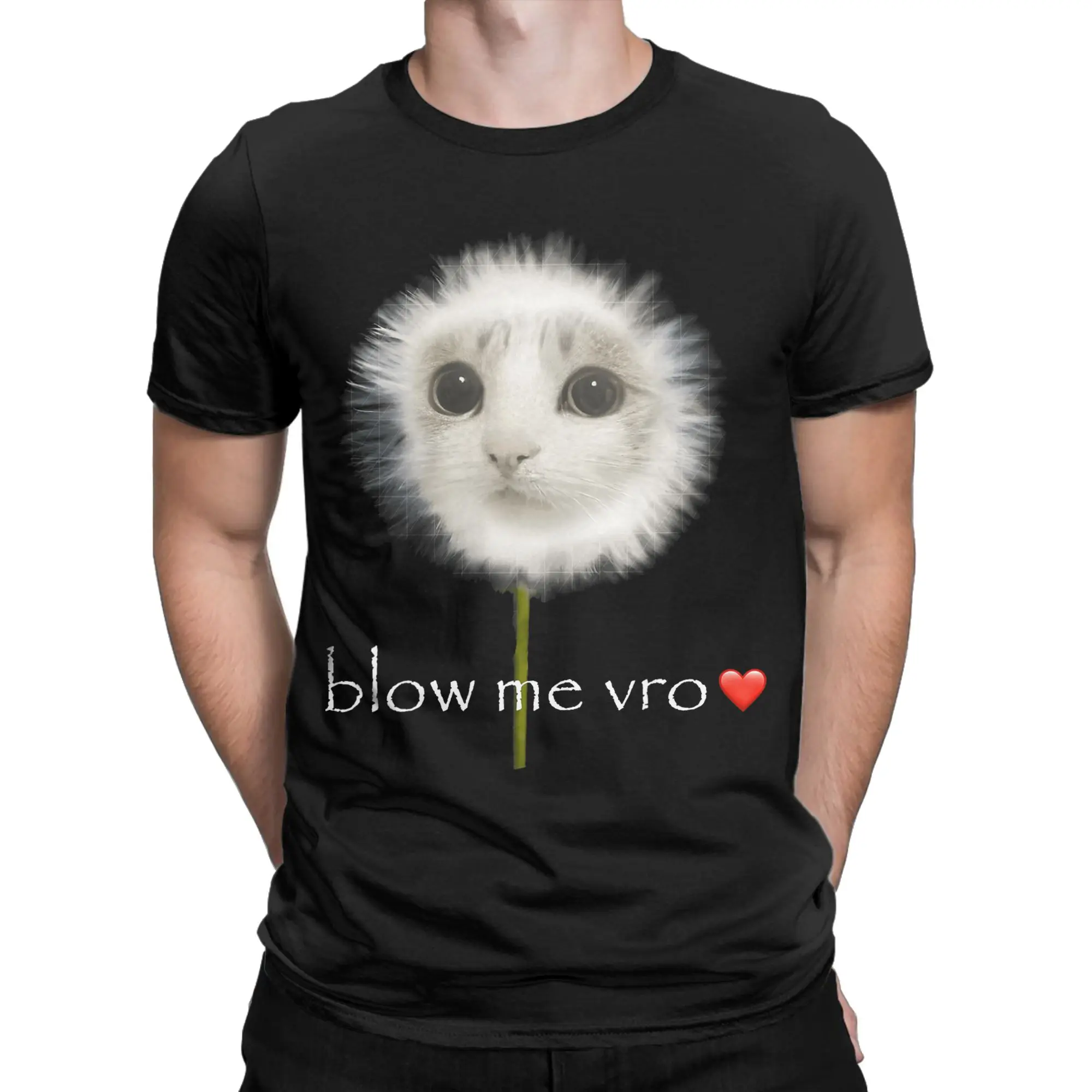Blow me Dandelion Meowl Meme Pure Cotton T-Shirt For Men's Summer  Streetwear T-Shirts O Neck Fashion Tee Shirt Plus Size Tops