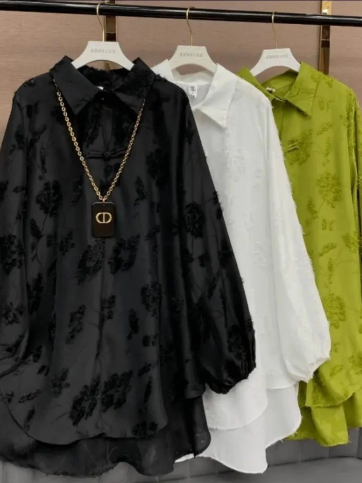 

Faionable Casual Loose Long Sve Pure Color Women's irt Spring New Chinese Sle Ele Top Dr Zhuo Polyester