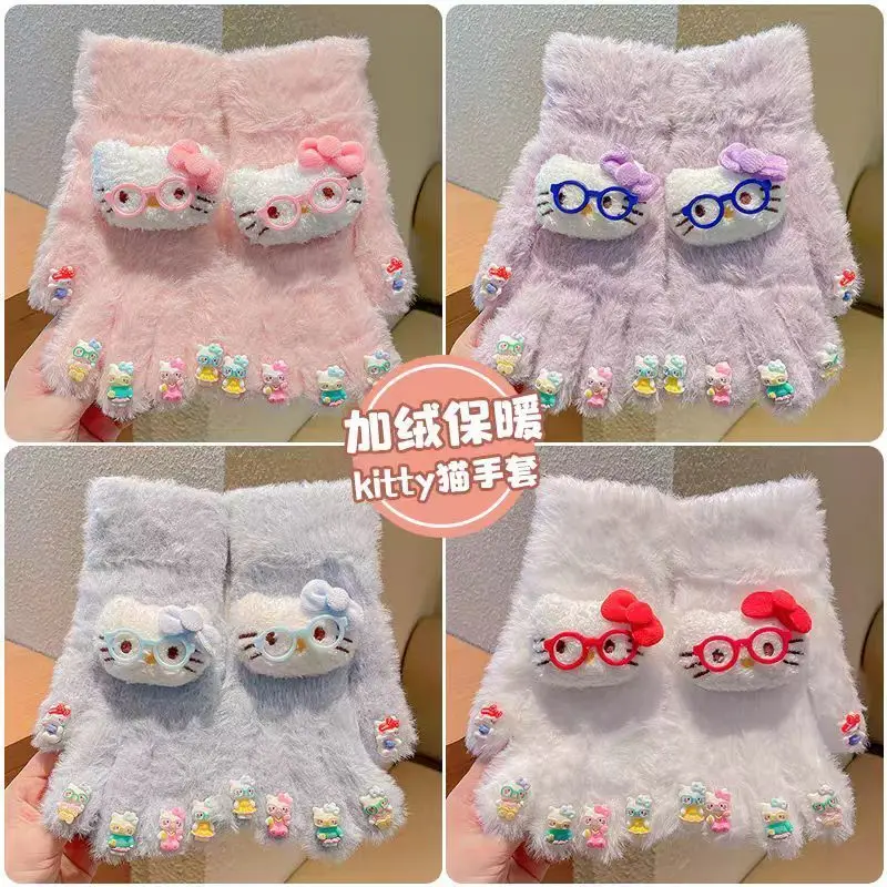 

Cat's Paw Winter Warm Nail Gloves Cute Eyes Hello Kitty Riding Ski Gloves Warm and Soft Gift for Best Friends and Girlfriends