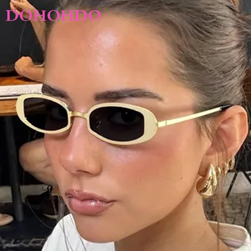 

Luxury Designer Metal Small Frame Oval Sunglasses Women Trendy Fashion Men Sunglass Summer Traveling Eyewear Female UV400 Lentes