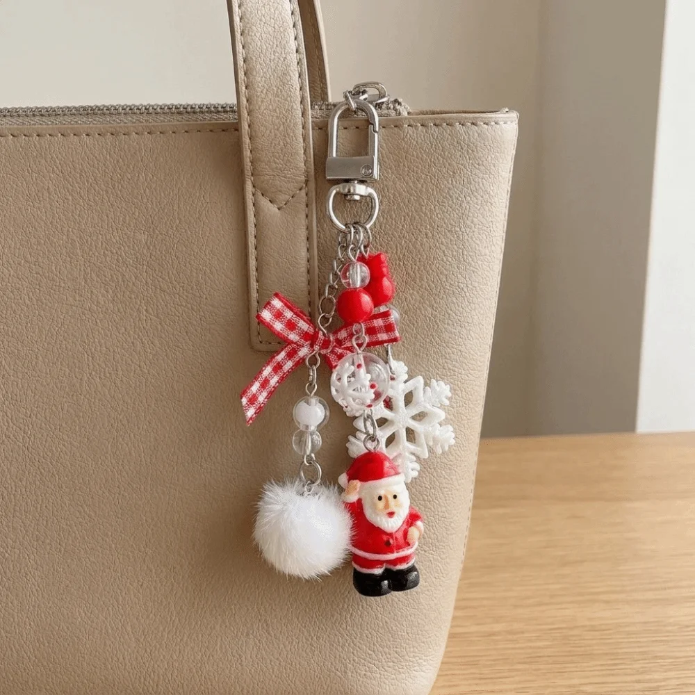 Niedlicher Acryl-Weihnachts-Schlüsselanhänger, Weihnachtsbaum-Perlen-Schlüsselanhänger, Weihnachtsmann-Dekoration, Schneeflocken-Weihnachtsanhänger, Geschenke – Detail 12