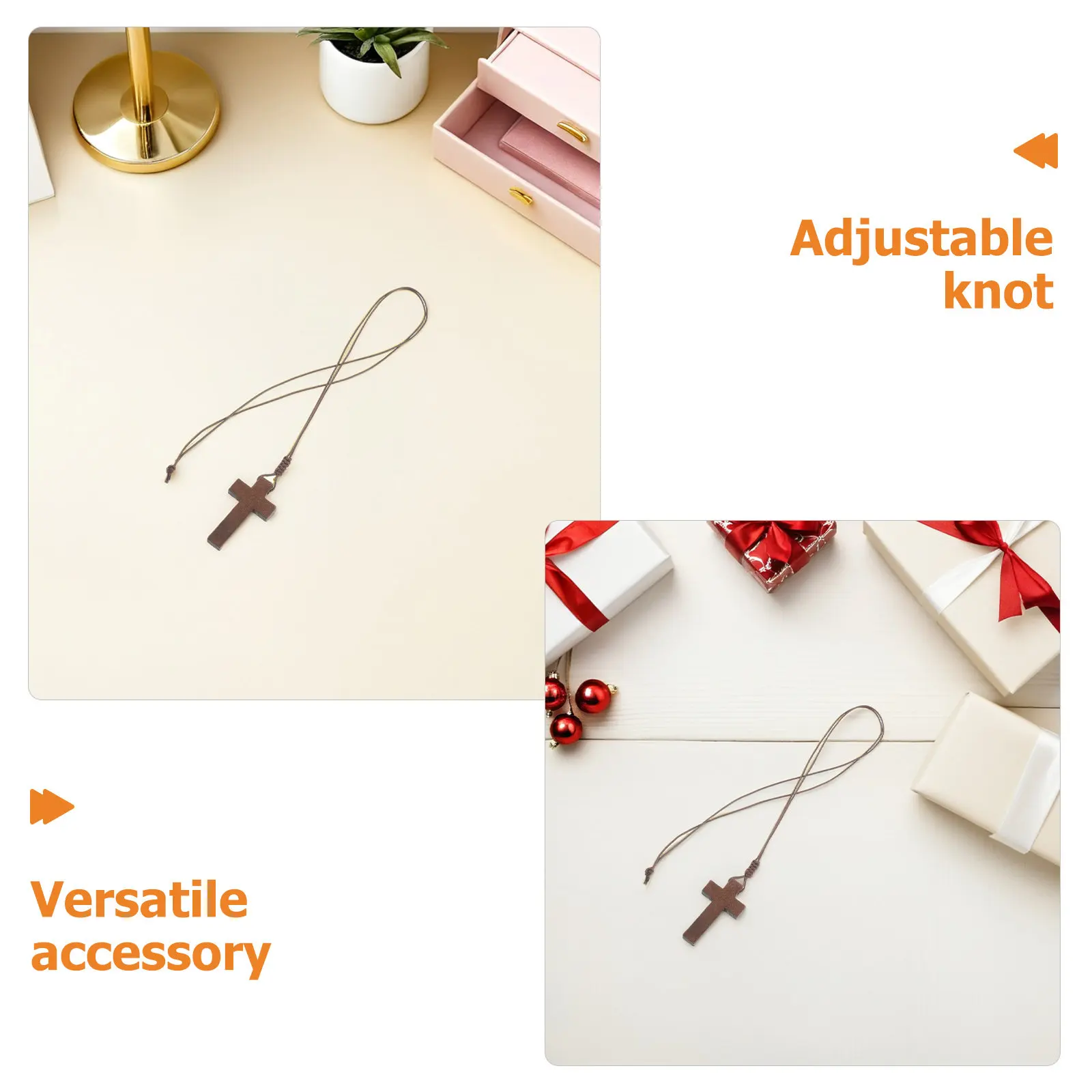 10Pcs Wooden Christian Pendant Handcrafted Religious Jewelry Unisex Baptism Party Favor Prayer Necklace
