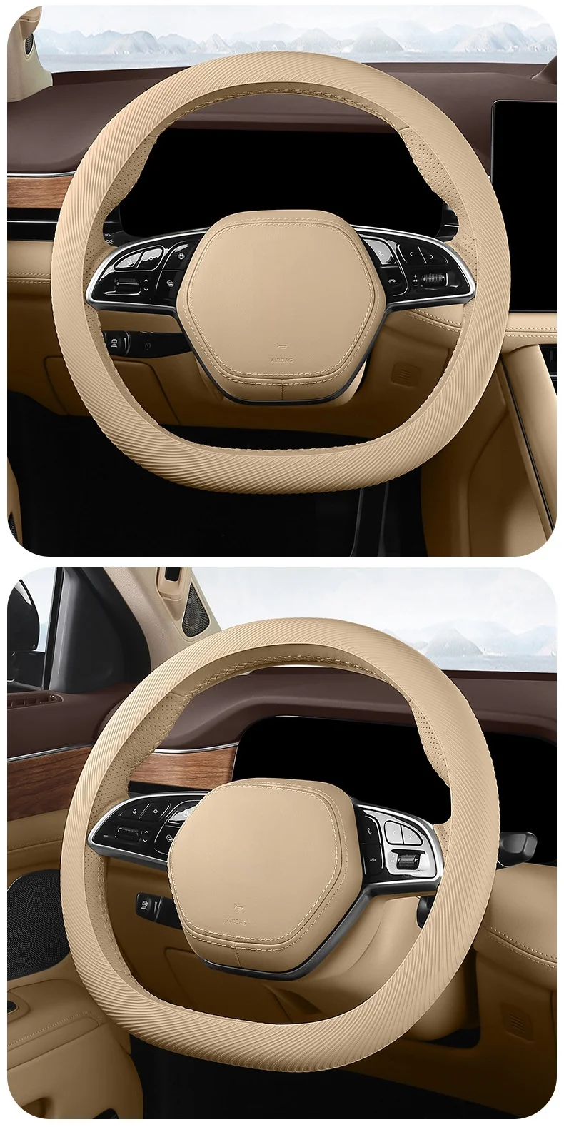 Rutschfester Silikon-Lenkradbezug Sommer Atmungsaktiv Elastisch Universell Passend 38cm Auto-Lenkradschutz Zubehör – Detail 15
