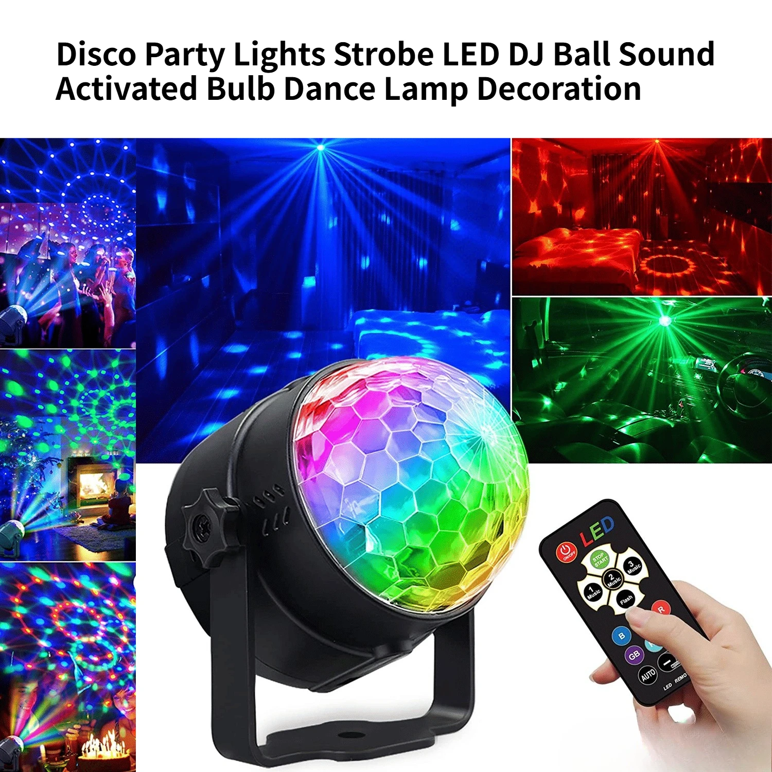 Disco Party Lights Strobe LED DJ Ball Sound Activated Bulb Dance Lamp Decoration