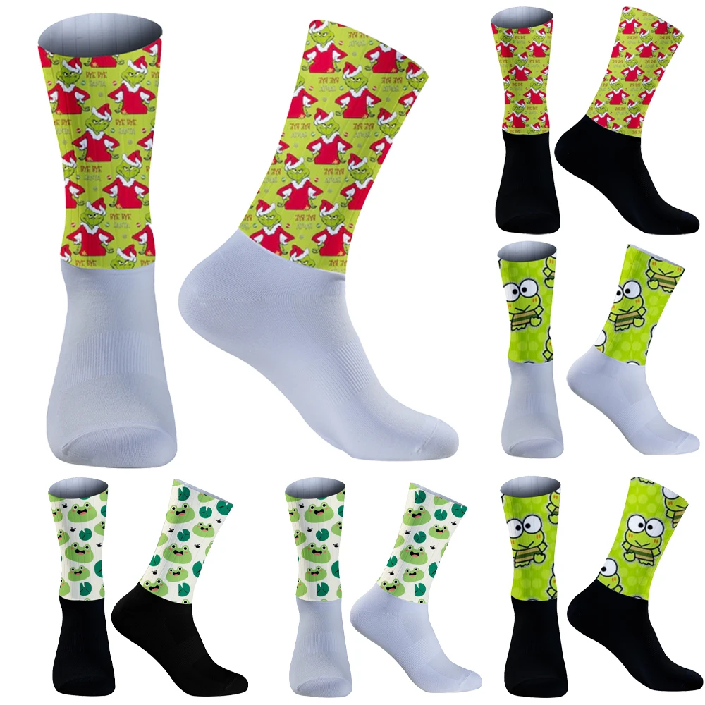 Frog Ship's Anchor Stockings  Pattern  Socks Autumn Anti Skid Socks Women Cycling Comfortable Socks