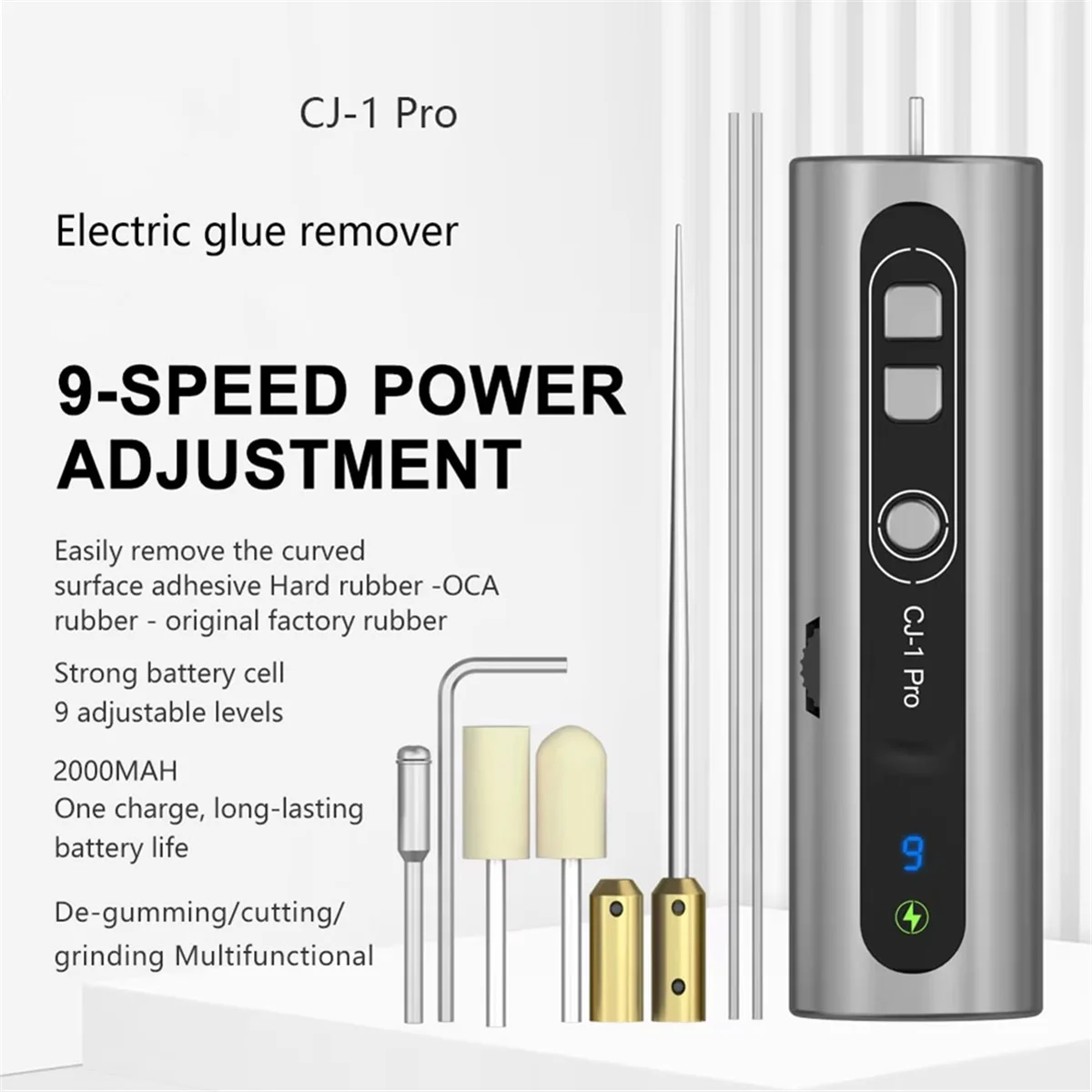 Electric Glue Remover Pen Can Remove the Curved Glue in 9 Positions for Smartphone PM Mobile Phone Repair Tool