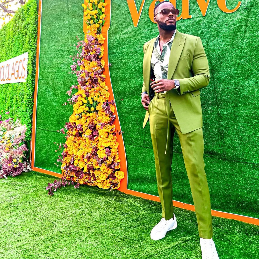 Green Men's Suits Peaked Lapel Single Breasted 2 Pieces Tuxedo Prom Slim Fit Blazer Office Business Jacket+Pants Customized