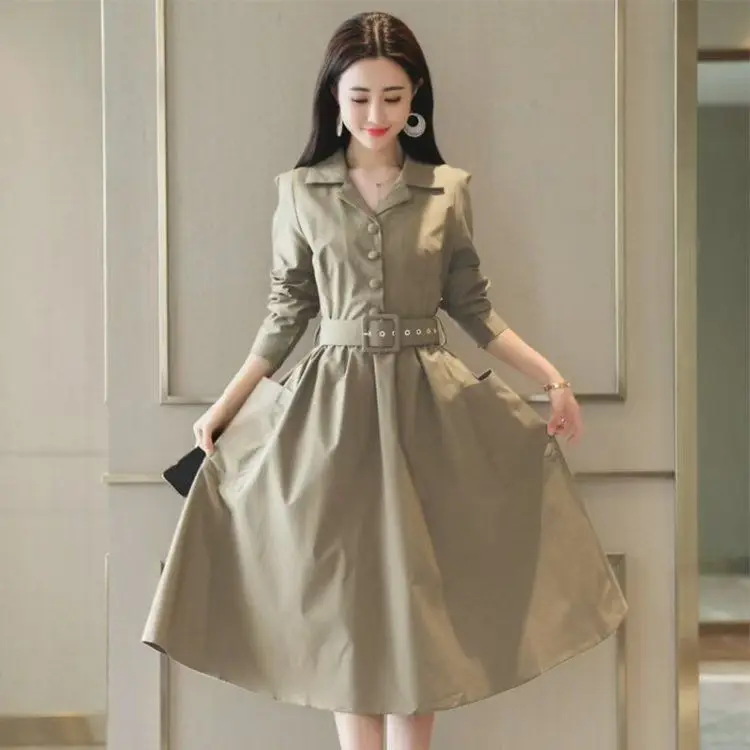 

Dress for Women Medium to Long Length 2024 Spring New Fashion High-end Thin Style Mom's Waist Cinching Slimming Dress Trendy