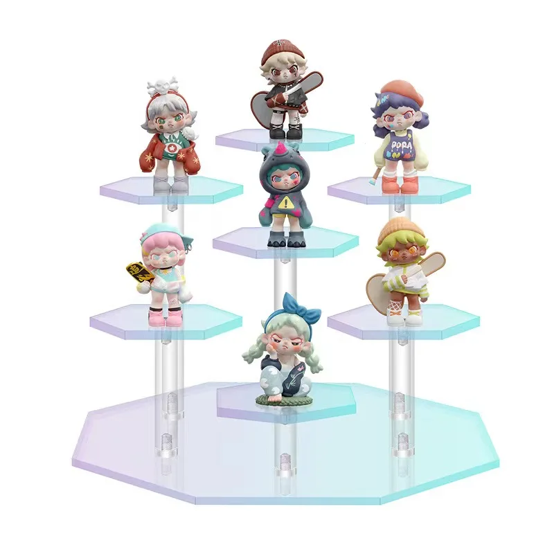 Dazzling Colorful Acrylic Display Stand for Blind Box Toys, 3/4/7 Position Storage Shelf for Cupcakes, Cosmetics and Jewellery