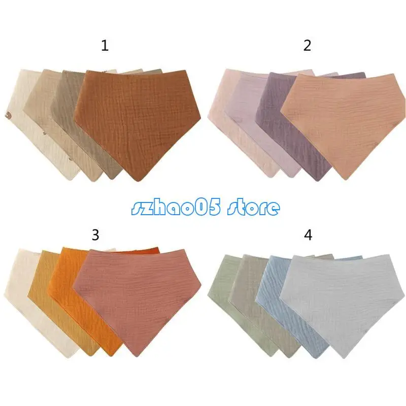 

85LE Toddler Drool for Triangle Scarf Newborn Solid Color Muslin Absorbent Saliva Tow