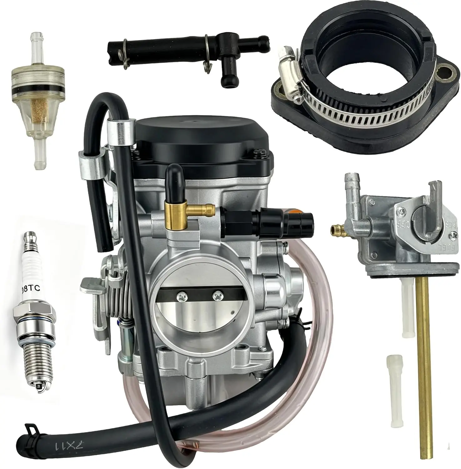 Kit de carburador para Kawasaki KLR650 1987-2007, incluye manguera de admisión y bujía, reemplaza # 15001-1327 # 15001-1368