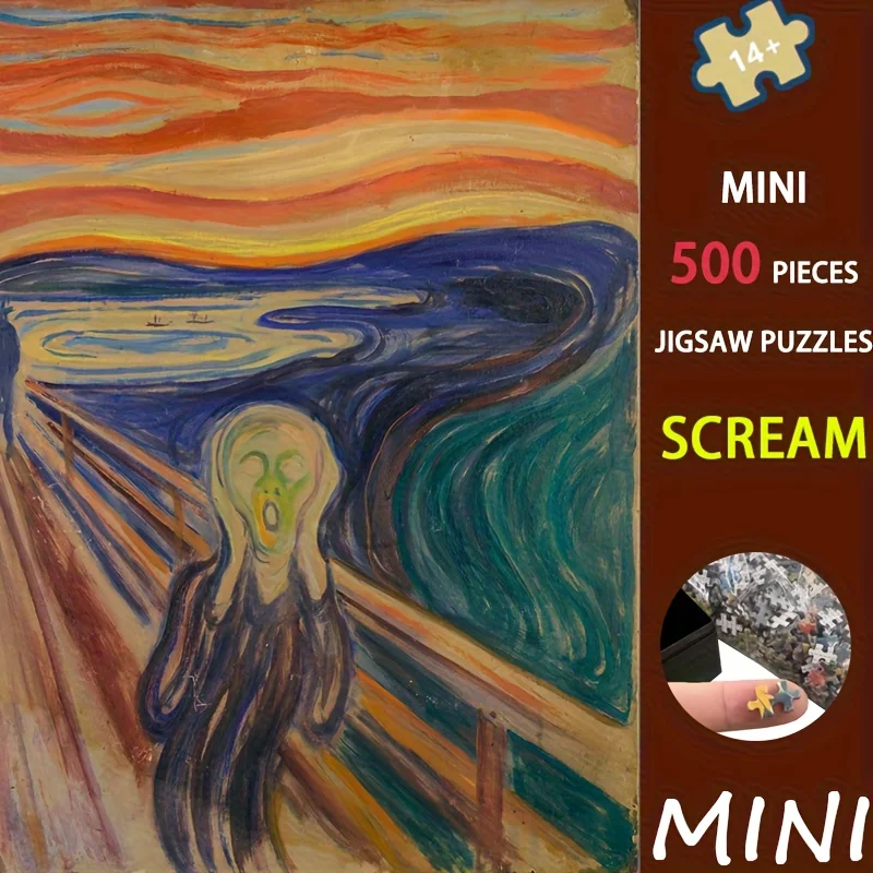 

Пазл-головоломка Edvard Munch "Крик" из 500 деталей - культовый мини-пазл из премиальной бумаги 15x10 дюймов для взрослых