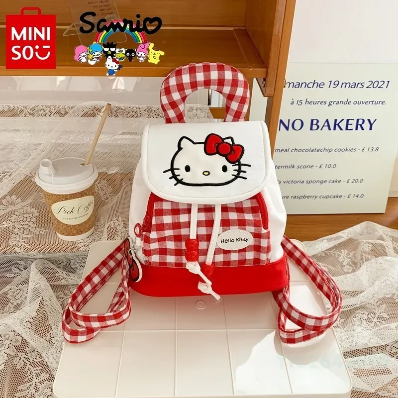 2025 Hello Kitty New Women's Backpack Fashion High Quality Women's Backpack Cartoon Versatile Large Capacity Drawstring Backpack