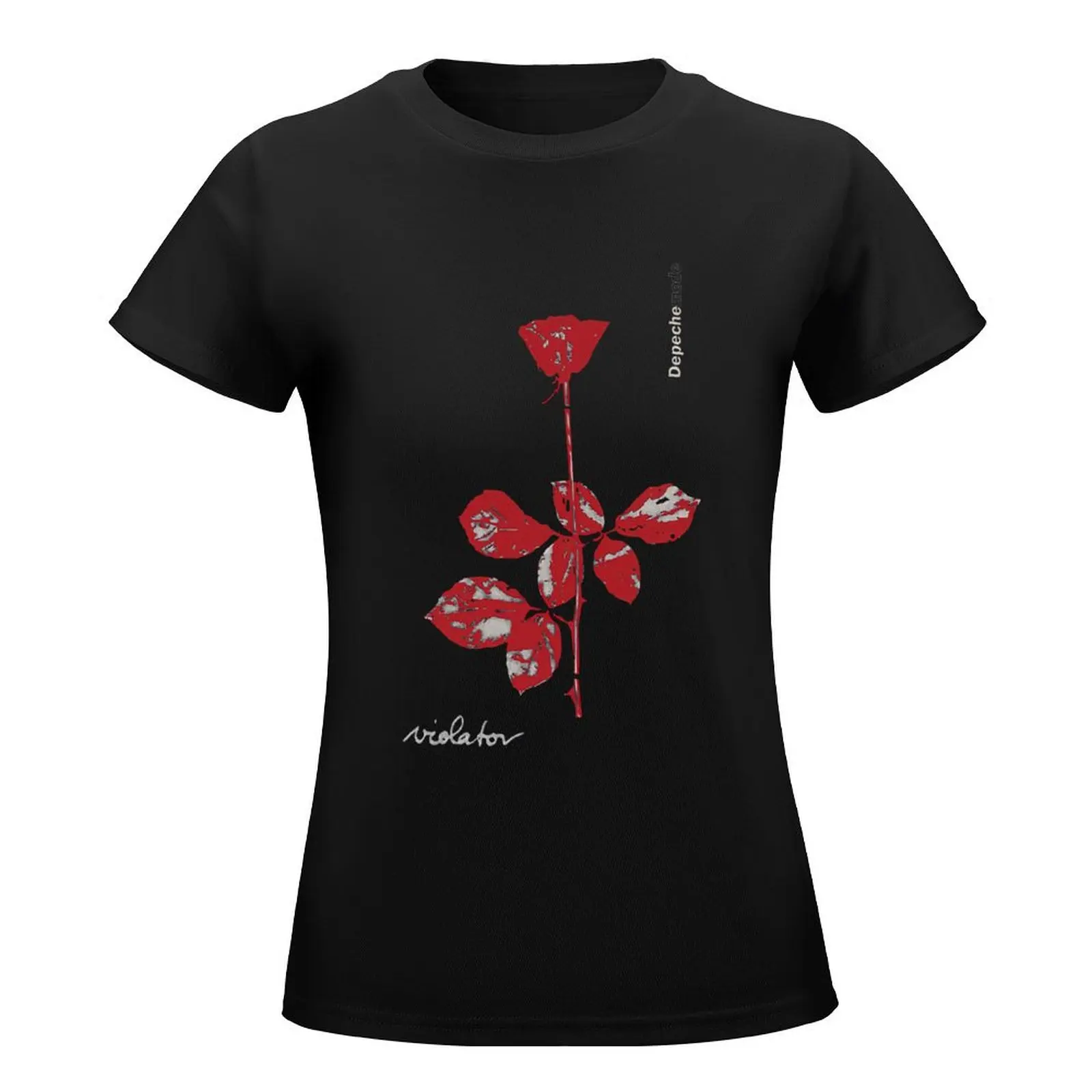 Violator Red Rose DM Mode T-Shirt tees funny blacks plain plain t shirts for Women