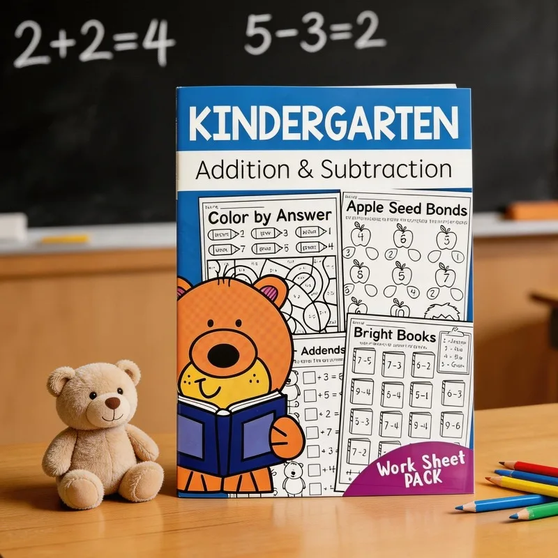 

Addition and Subtraction Within 30, Math and Arithmetic Workbook, Number Fill in The Blank Game, 32 Page Fun Number Game