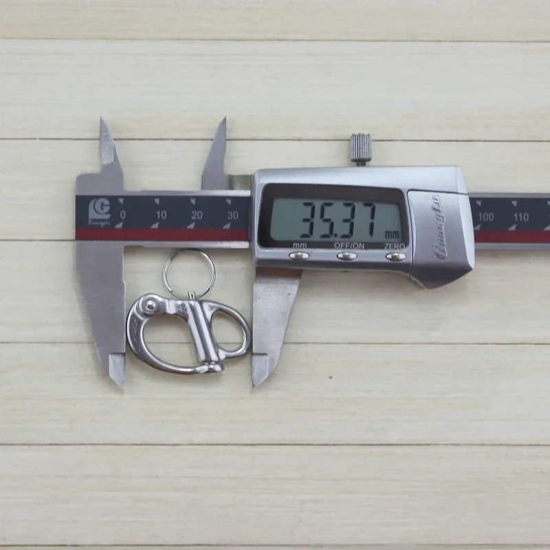 5Pcs 35mm Stainless Steel Mini Fixed Snap Shackle Quick Release Fixed Shackles with Round Ring Marine Boat Rigging Hardware 5pcs