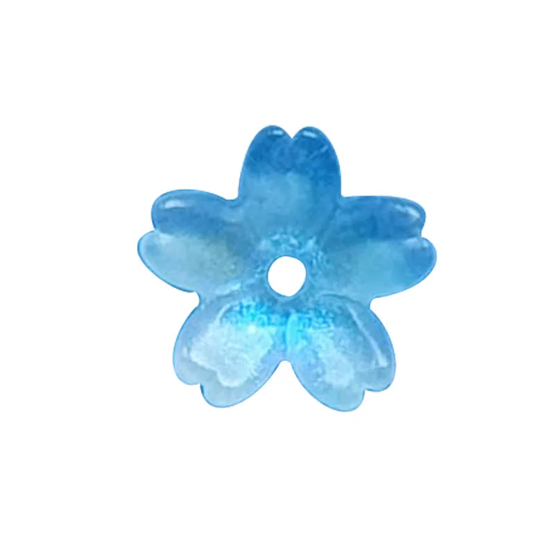 30PCS 10mm Blue Light Cherry Blossom Glass Beads Loose Spacer Beads For Jewelry Making DIY Bracelet Necklace Accessories