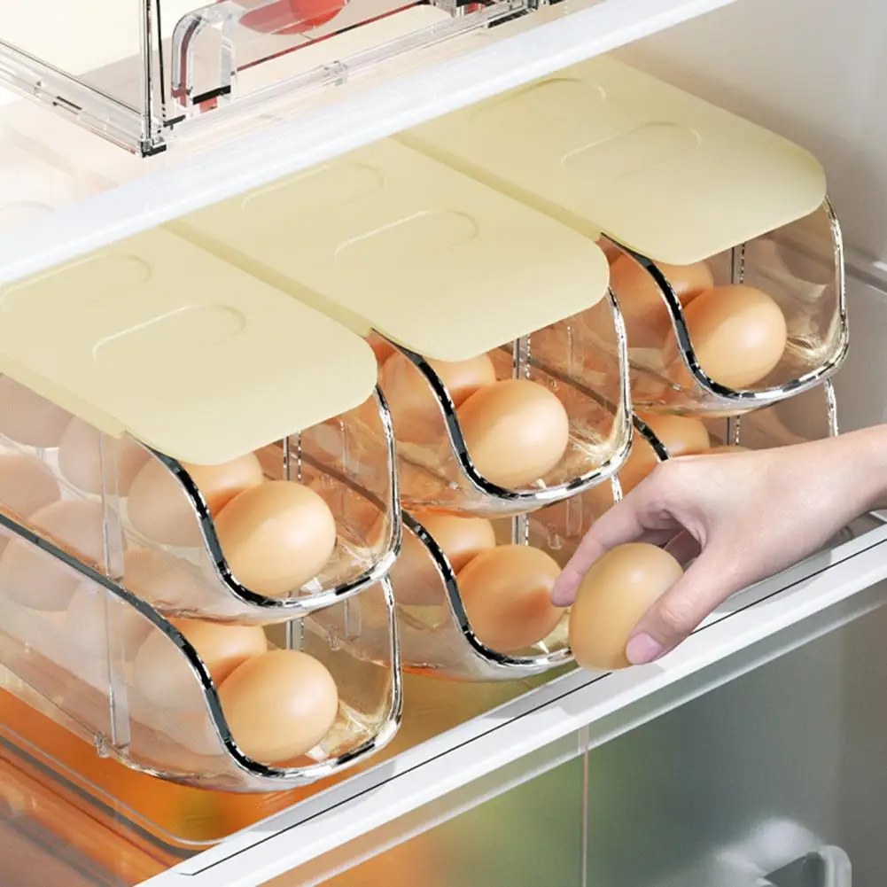 Odor-proof Egg Rack Refrigerator Egg Holder Stackable Egg Rack Organizer for Refrigerator with Auto Rolling Feature Food Grade