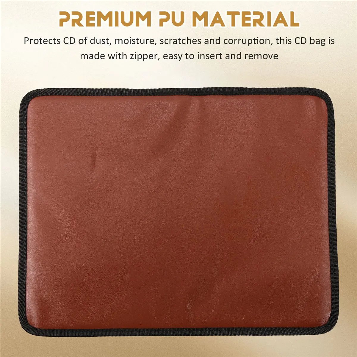ABQR Borsa portaoggetti portatile in pelle da 80 dischi Custodia con cerniera per album di dischi rigidi CD DVD - Marrone