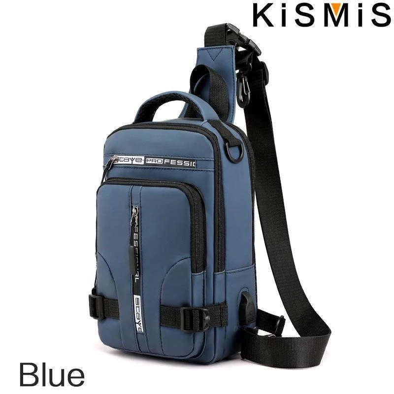 KISMIS Herren Multifunktions-Umhängetasche, Schultertuch, Brusttaschen, Umhängetasche, lässig, für Herren, USB-Ladehandtasche – Detail 15