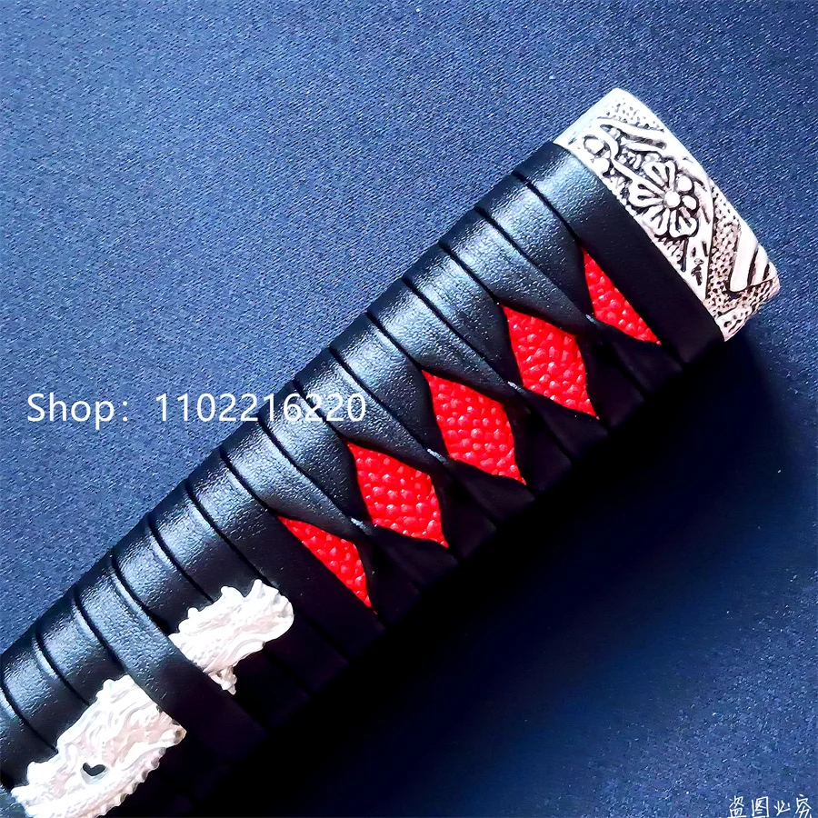 Beautiful Real Sword Parts Tsuka Handle Hilt Alloy Fuchi Kashira Menuki For Japanese Japan Samurai Katana Fittings Leather Ito