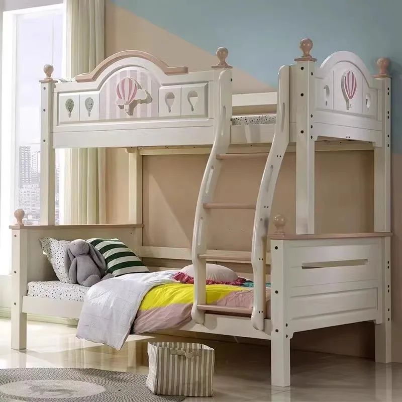 Full solid wood mother and child bed girl princess high and low bed household children's bunk bed modern simple hot air balloon