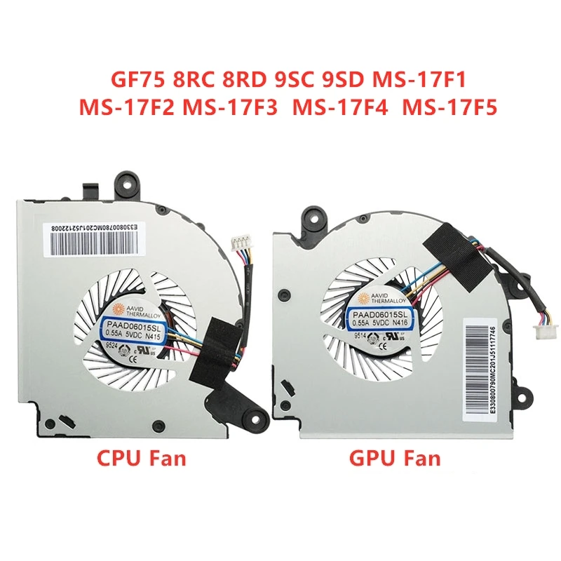 

Новый оригинальный вентилятор охлаждения ЦП и ГП для ноутбука MSI GF75 8RC 8RD 9SC 9SD