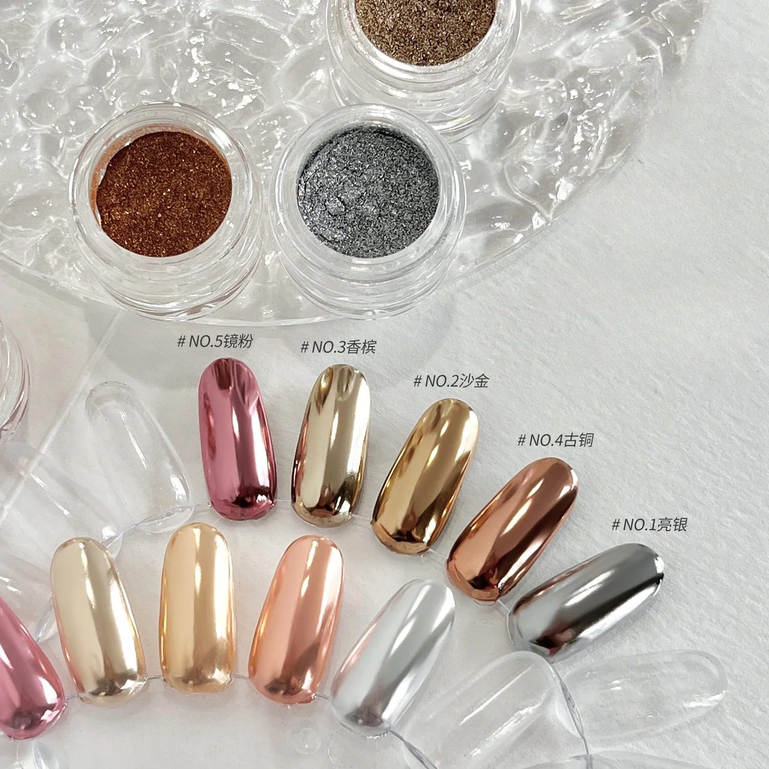 7Pcs Chrome Nail Powder Metallic Mirror Glitter Effect Holographic Metallic Chrome Powder for Nails Rose Gold Chrome Nail Powder