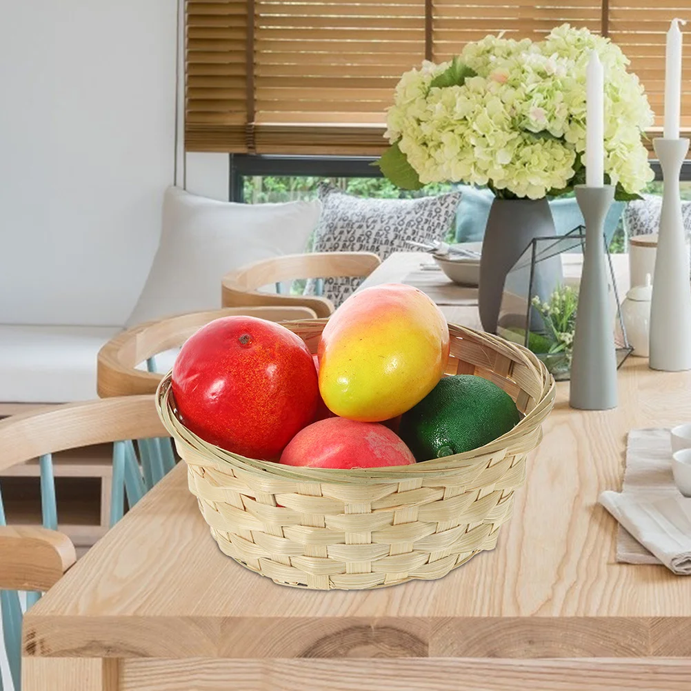

3 Pcs Storage Basket Container Bread Serving Hand Woven Baskets Bamboo Tray Countertop Fruit for Kitchen