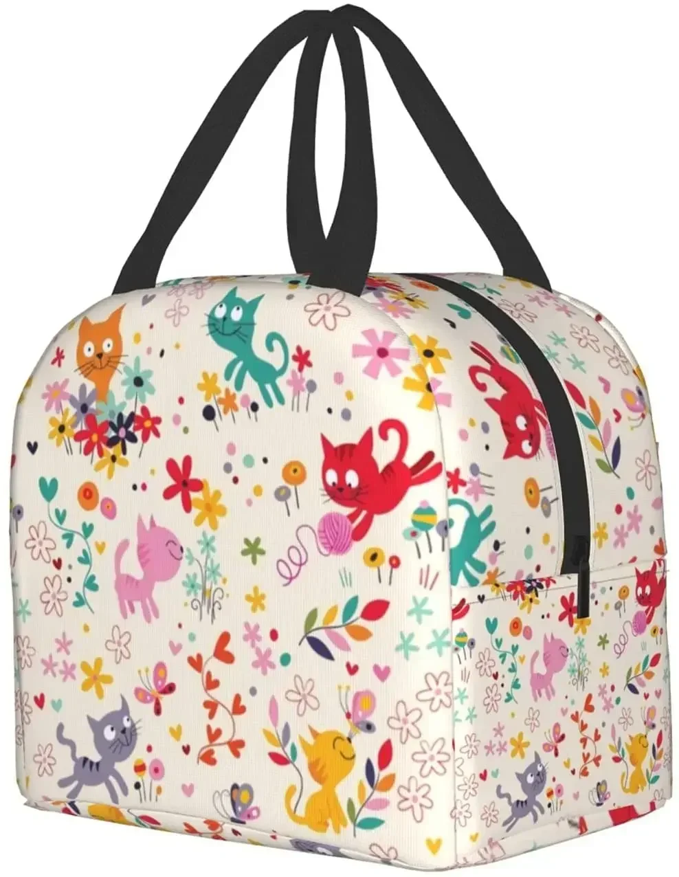 Cat Lunch Box Insulated Lunch Bag Portable Reusable Lunch Tote Bag for Kids Boys Girls Men Women School Picnic Travel