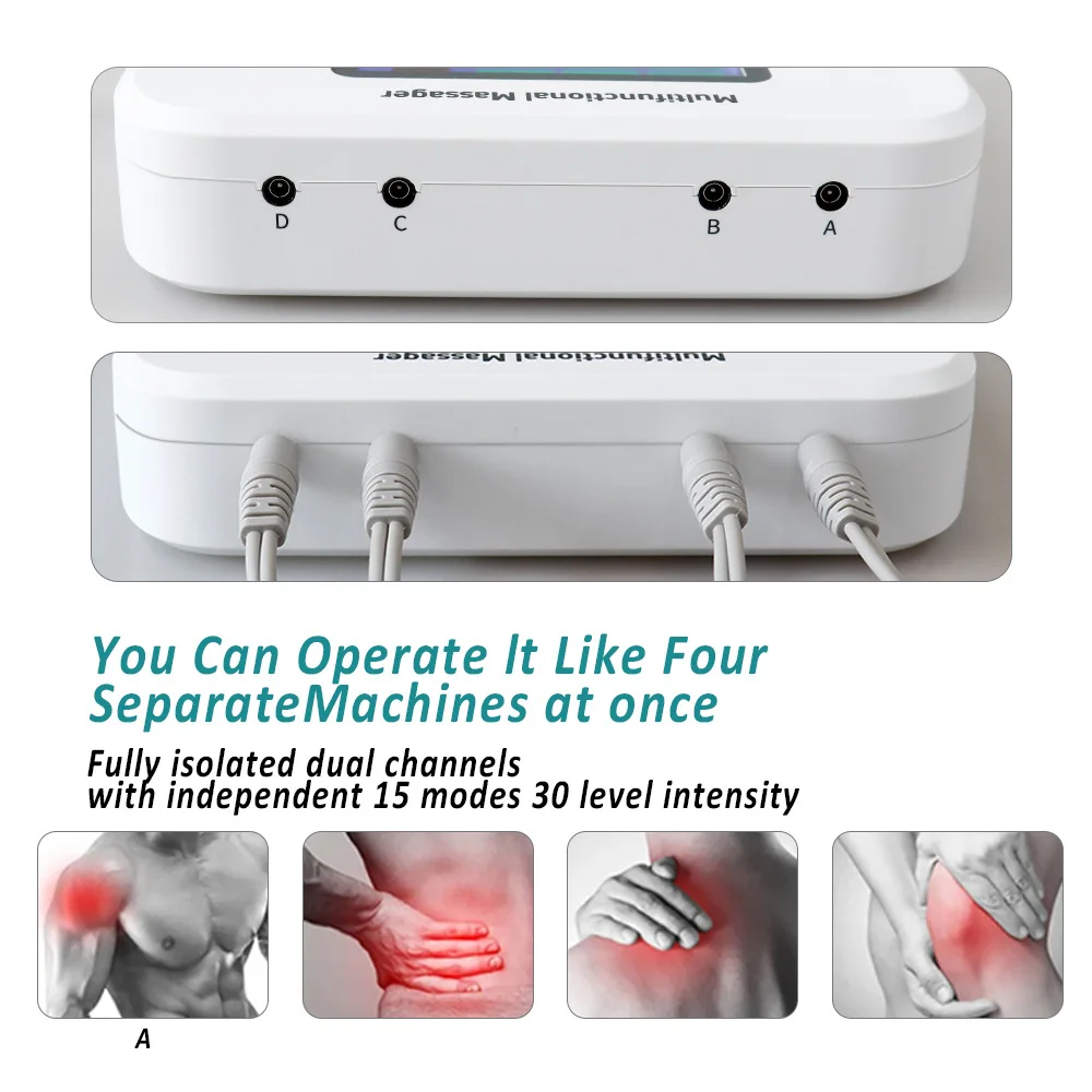 Dispositivo de masaje de cuerpo completo al por mayor, electroterapia multifuncional de 4 salidas, fisioterapia, máquina Tens, alivio del dolor y la fatiga